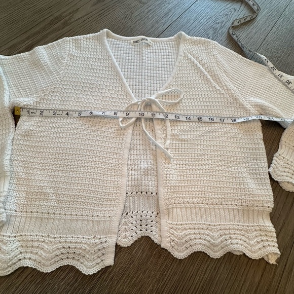 Grace Karin White Knit Cardigan with Tie-Front - Picture 3 of 5